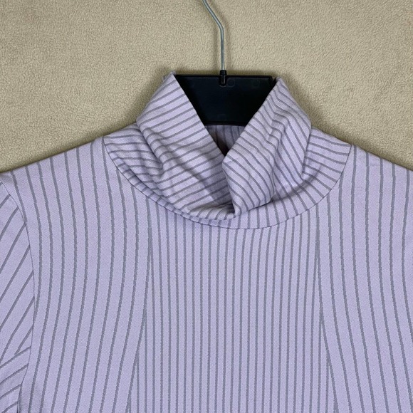 Athleta Long Sleeve Athletic Shirt Womens L Purple Striped Mock Neck Stretch - Picture 2 of 10